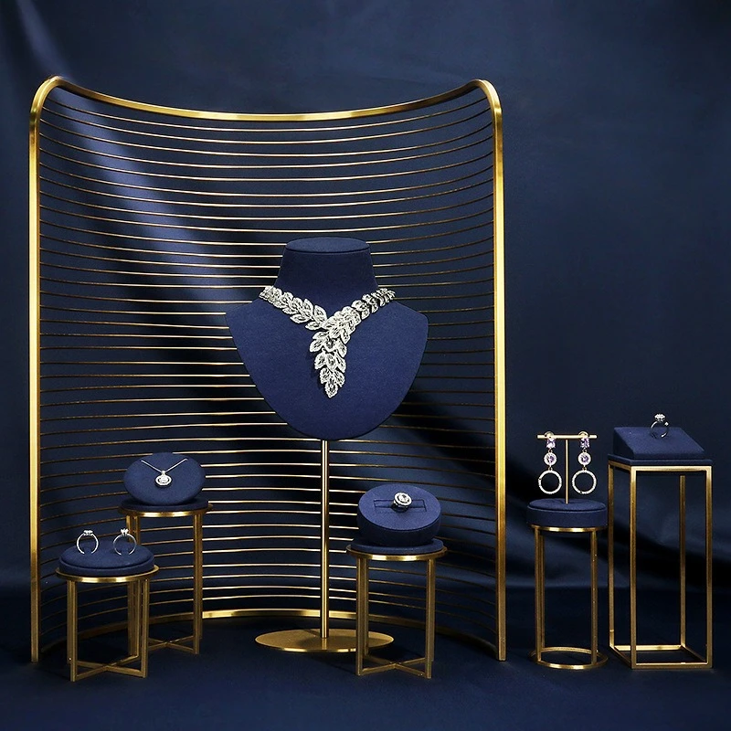 نافذة عرض المجوهرات والدعائم الراقية، وحامل عرض قلادة الصورة، والأقراط، والخواتم وحامل عرض المجوهرات #2