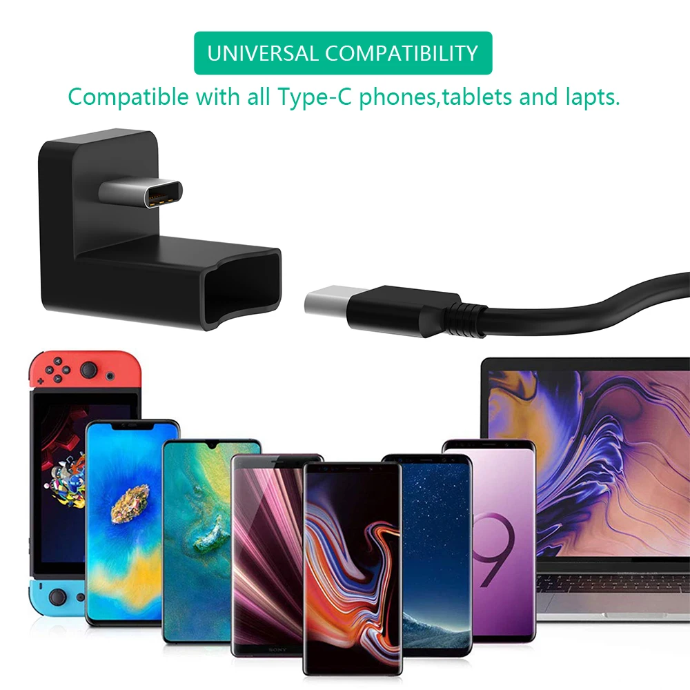 USB 3.1 Connector Extension Adapter 90 Degree Angled USB C Type C Male to Female for Laptop Tablet Mobile Phone Transfer Adapter