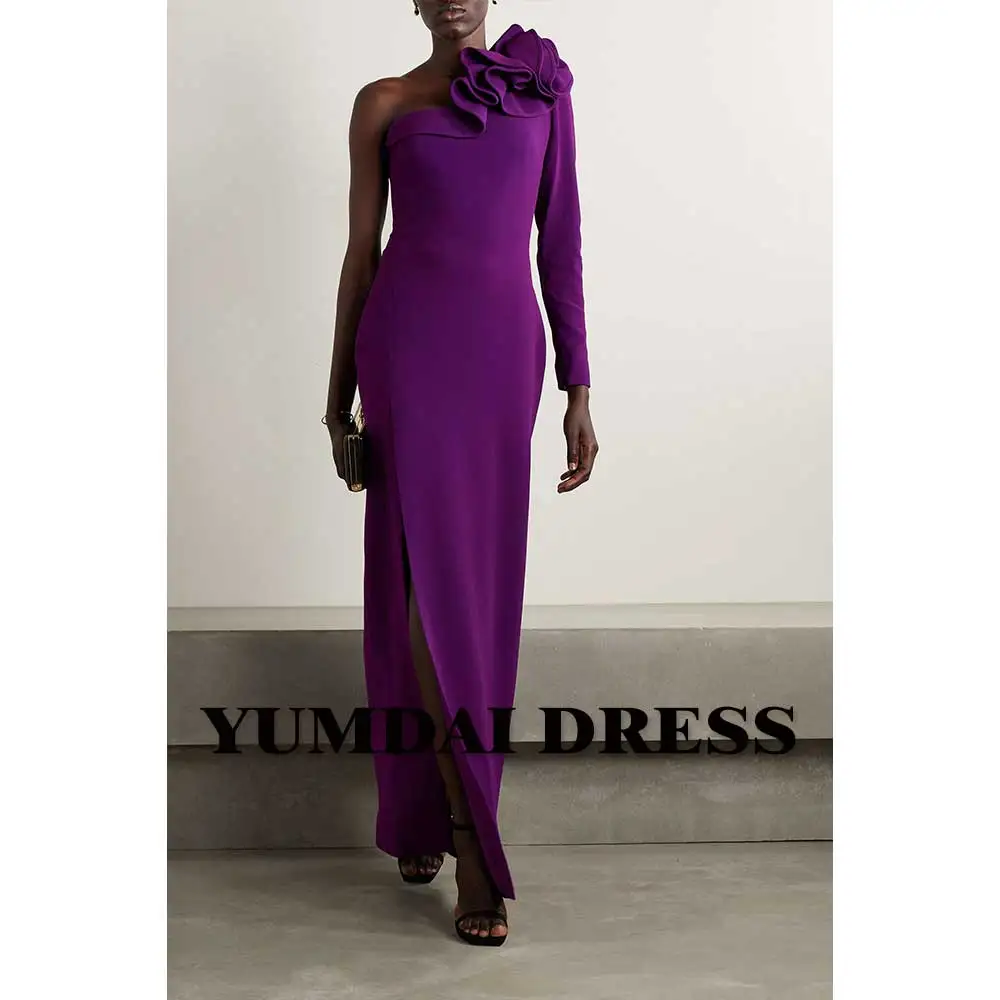 YUMDAI Elegant Purple Single Rotator Sleeve Black Formal Evening Gown Bride Mom Israel Long Sleeve Velvet 2023 Female PROM Dress