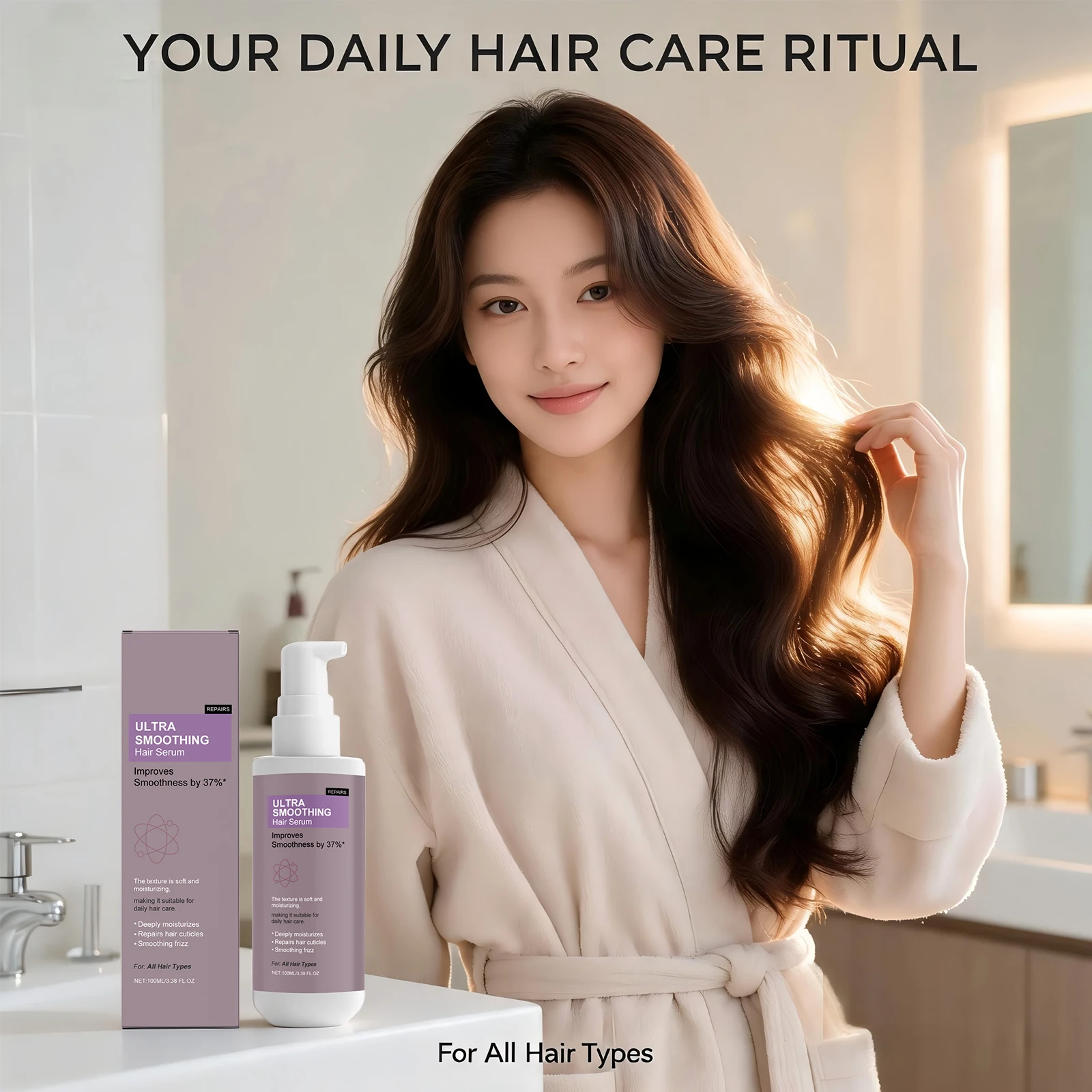 37% Smoothing Hair Serum for Dry & Frizzy Hair Anti-Frizz & Cuticle Repair Serum Prevent Hair Loss Reduce Breakage Hair Care