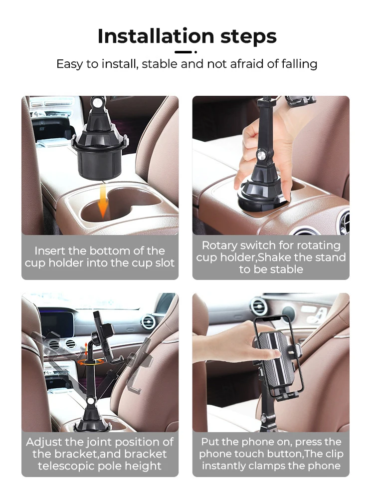 Einstellbare Auto Tasse Halter Handy Halterung Ständer Universal Auto Wasser Tasse Halter Mobile Handy Halterung Unterstützung Für Iphone 13 – Detail 3