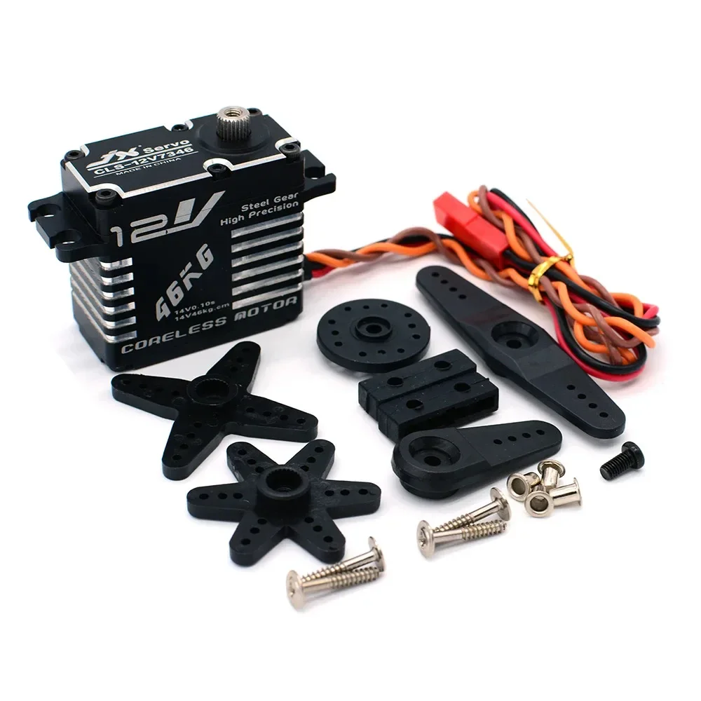 JX 46kg HV Servo CLS-12V7346 Digital High Precision Steel Gear CNC Coreless Motor 25T Arm per RC Car Crawler Boat Airplane Robot