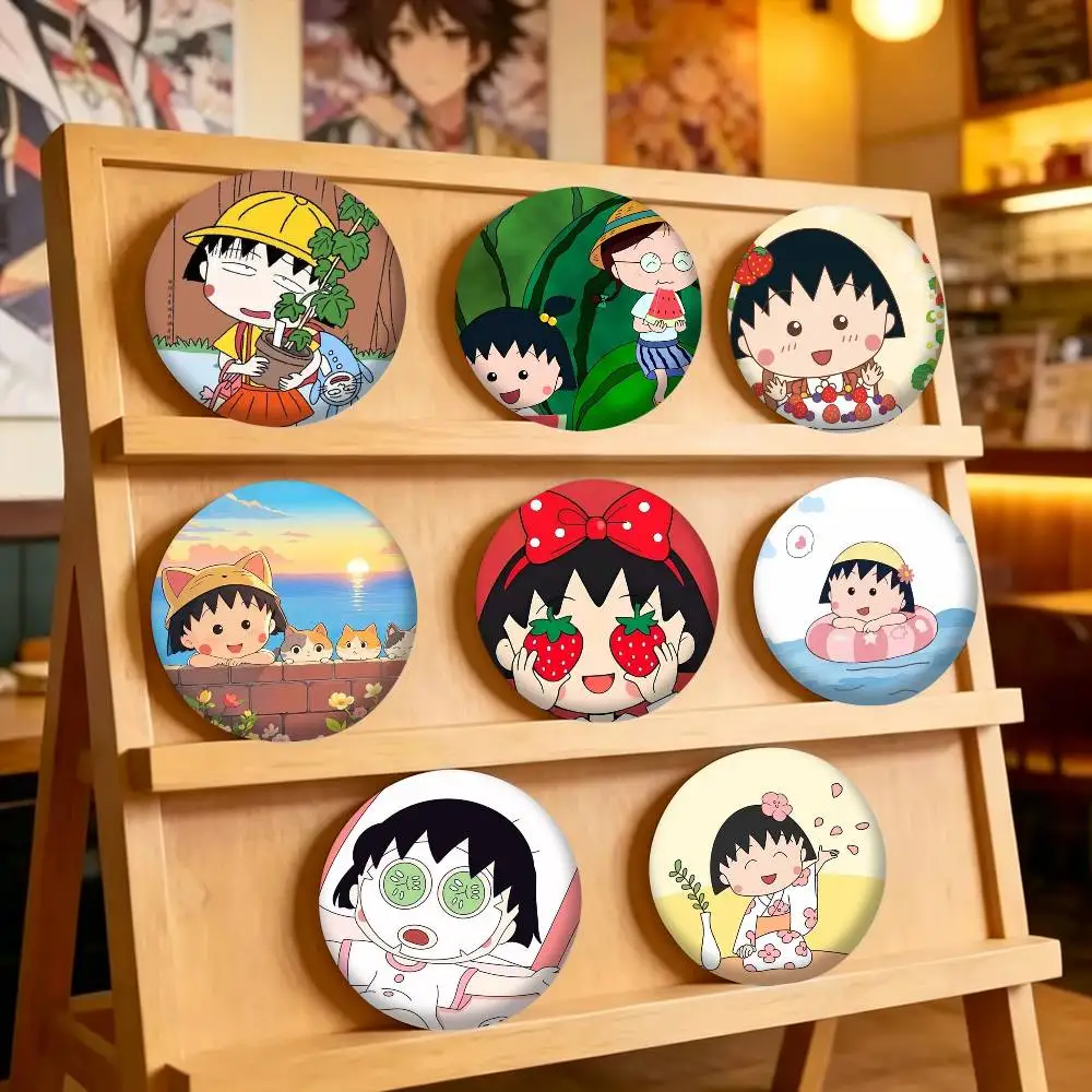 Hot Anime Chibi Maruko-Chan 25mm 32mm 44mm 58mm 75mm Brooches Badges Pins for Accessories Gift