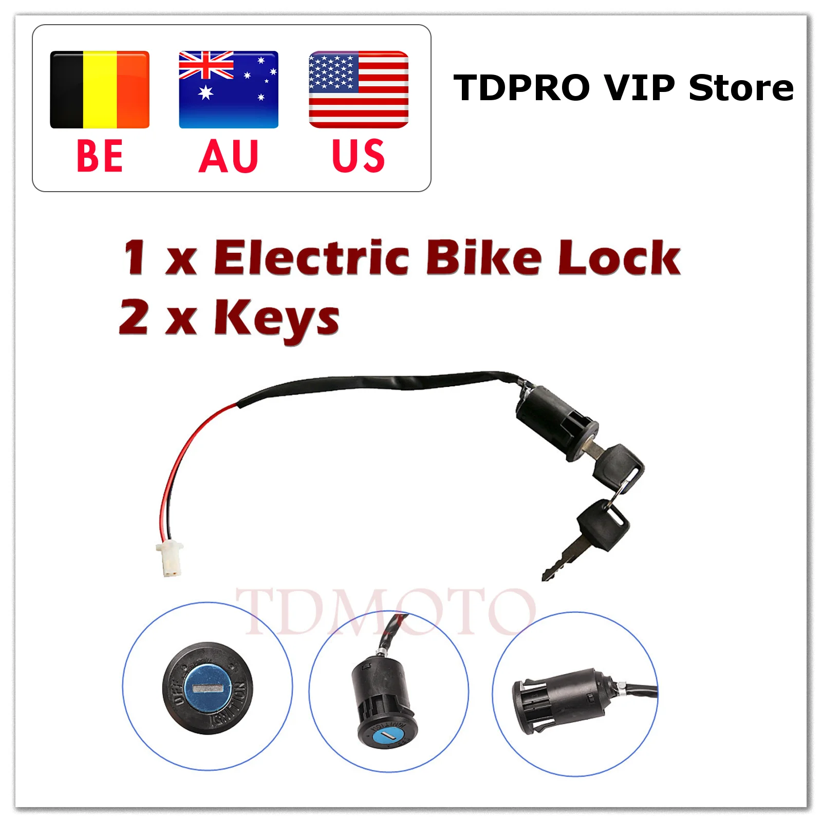 

TDPRO Ignition Key Switch Moped 2 Wire On/Off ATV Dirt Bike Go Kart Scooter Bicycle