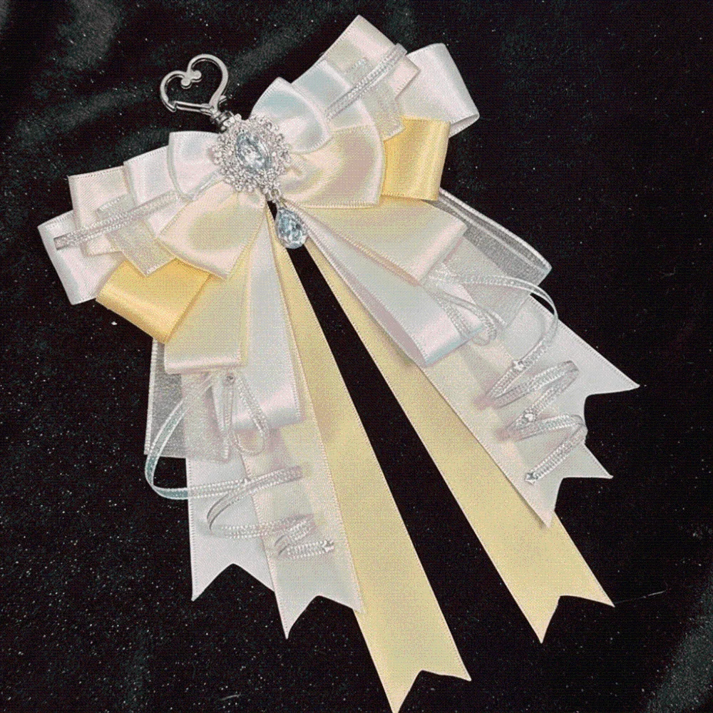 Cute Anime Ita Bag Accessories Rhinestone Convenient Double Layer Ribbon Bow Pendant Keyring Attachment Handmade Craft
