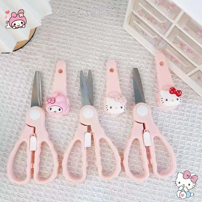 Miniso Sanrio Hello Kitty My Melody Kuromi Cute Art Scissors with Protective Cover Child Student Safety Scissors Gift