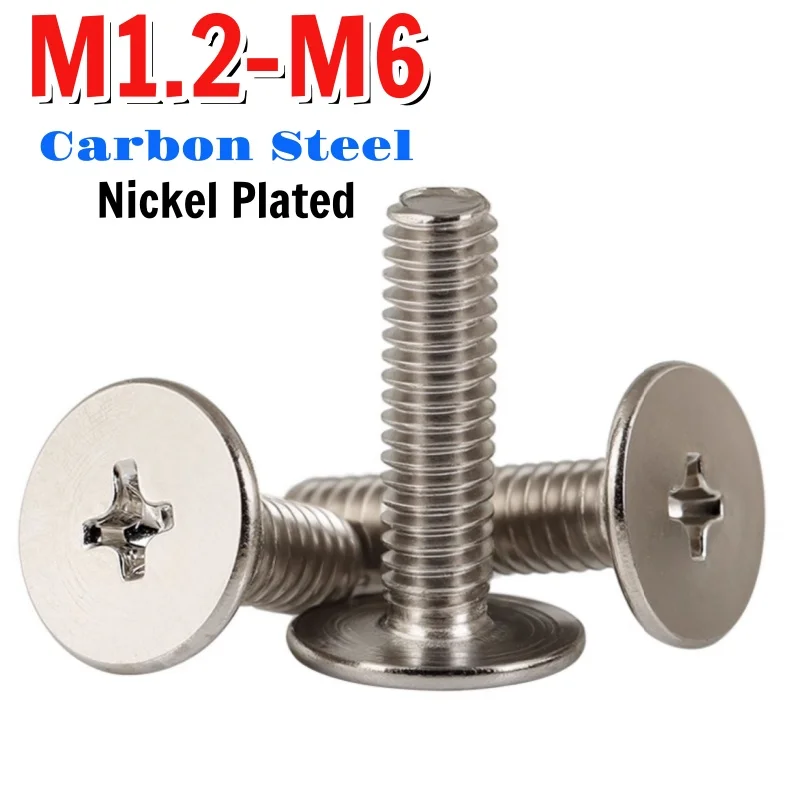 M1.2m1.4m1.6m2-m6 Carbon Steel Phillips Ultra Thin Super Low Flat Screw Bolt For Laptop Notebook Fix Repair Computer