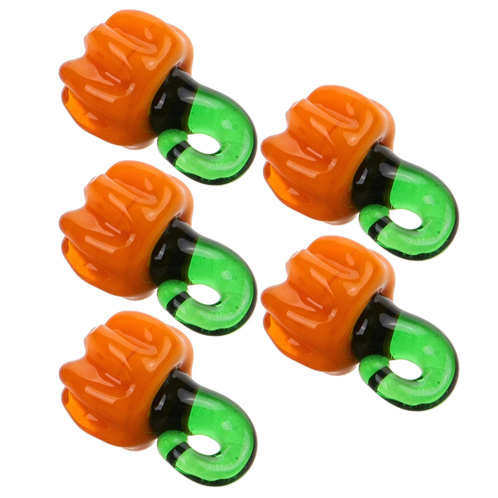 

5 Pcs Halloween Pumpkin Glass Beads Jewelry Necklace Earring Bracelet Craft Supplies Smooth Decorative Spacer Charms