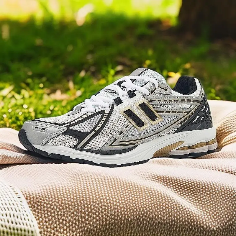 حذاء Dad للرجال ذو نعل سميك يسمح بالتهوية: 1906 للجري باللون الفضي والأبيض والأصفر، حذاء كاجوال نسائي لزيادة الارتفاع