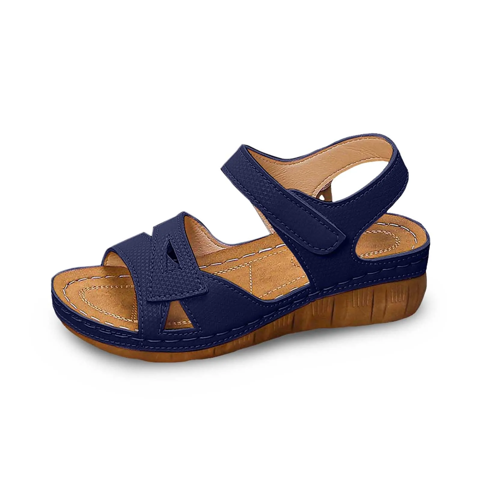 Sandali in pelle moda estiva da donna Scarpe leggere comode e traspiranti Sandali con plateau con gancio Sandali con zeppa da spiaggia