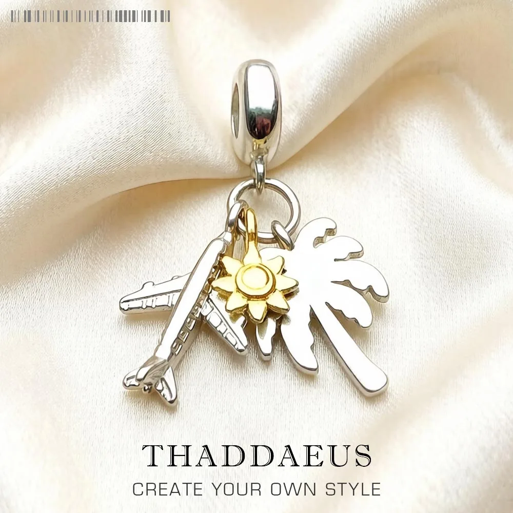Palm Tree,Sun,Plane Charm New Arrival 925 Sterling Silver Holiday Gift Simple Fashion Jewelry