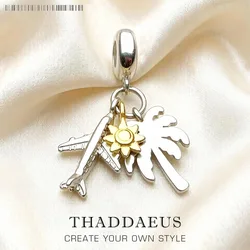 Palm Tree,Sun,Plane Charm New Arrival 925 Sterling Silver Holiday Gift Simple Fashion Jewelry