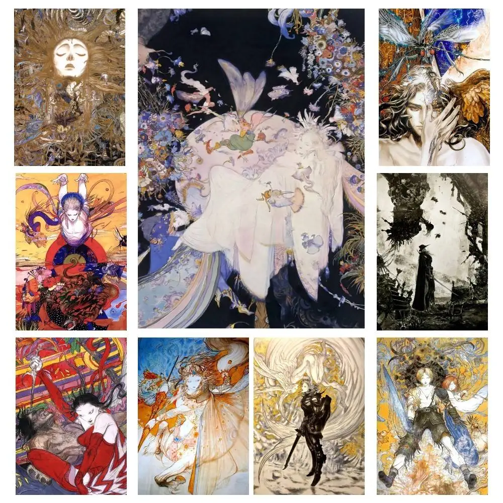 Yoshitaka Game Amano F-Final F-Fantasy Anime Manga Posters High Quality Self-adhesive Wall Art Decorations Color Prints Sticky