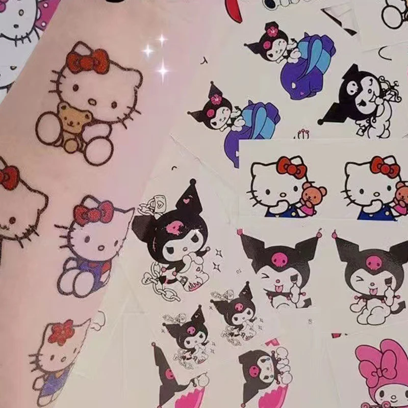 Sanrio Cartoon Characters Kuromi Hello Kitty Children Temporary Tattoos Cute Waterproof And Durable Color Tattoo Sticker Gifts