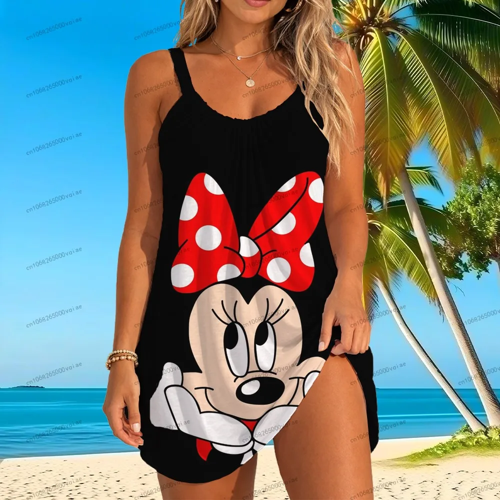

Женское пляжное платье-слинг Disney Minnie, новые модели 2026 года, модная одежда в стиле бохо с 3D-принтом, одежда Y2K, высокое качество, размеры S-3XL, лето