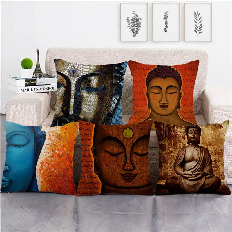 

Buddhist Amitabha Pillows Case Buddhist Avatar Cotton Linen Pillowcases for Pillows Bed Sofa Living Room Pillow Cover 45x45cm