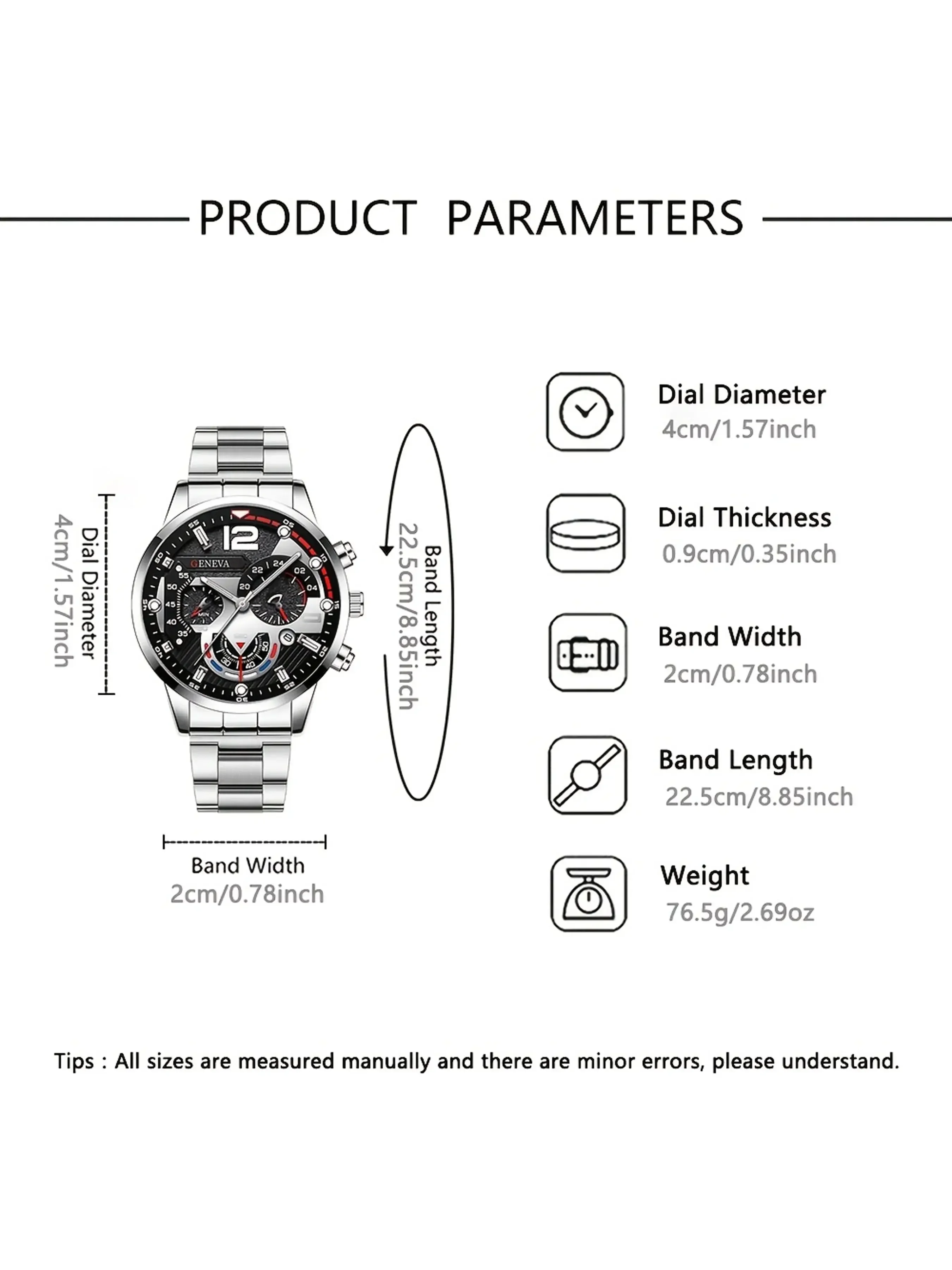 Men's Luxury Quartz Wristwatch Set, 5-Piece Bundle with 2 Watches, Necklace, Bracelet, Ring, Stainless Steel Band, Business