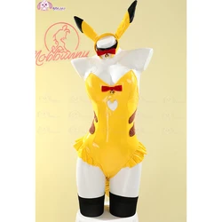 Anime PM Derivative Sexy Lingerie BodysuitYellow PU Cosplay Costume Women's Dress Bunny Lingerie Cos Bright Leather Tight Yellow