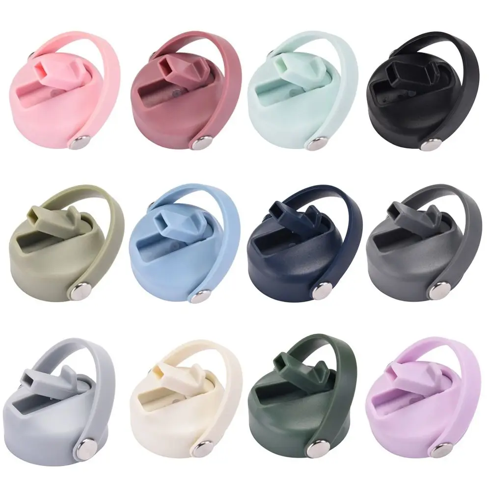 PP Plastic Cup Lid Splash Spill Proof Wide Mouth Vacuum Bottle Replacement Lid With Big Handle Straw Flip Lid Cap
