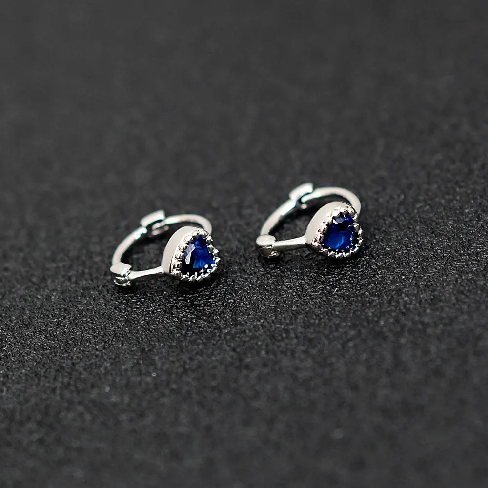 Huggies Earrings Purple white Green Blue Red Square Heart Silver Color Small Hoop Earrings for Women Girls Wedding Jewelry