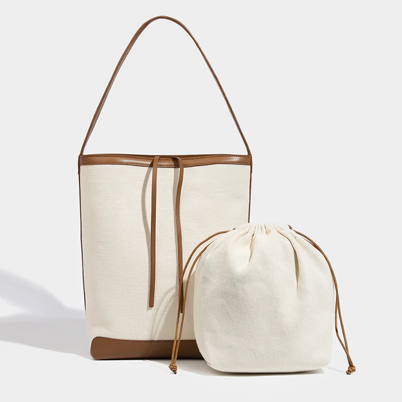 Simple Tote Bag Women Luxury Designer Handbag And Purses 2023 New In Canvas Material Bucket Shape High Capacity Sling Bag Y2K