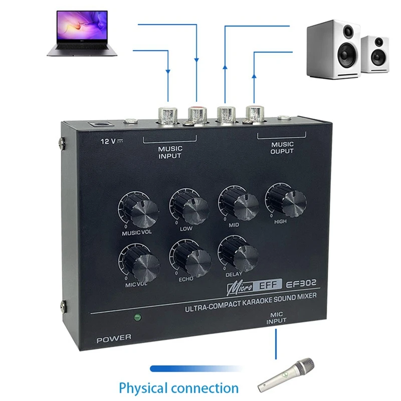 EF302 Sound Mixing Console USB Audio Mixer Microphone Recording Effects Audio Mixer