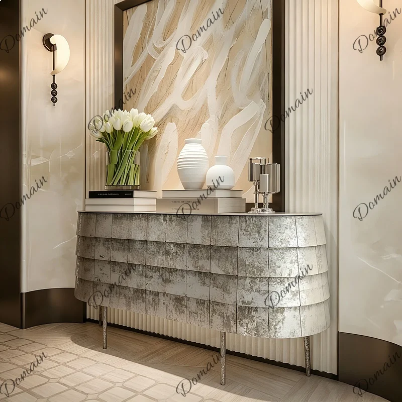 Italian Luxury Entryway Sideboard Cabinet Designer Storage Buffet High-End Hallway Console Table