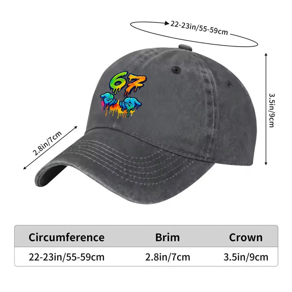 1pc 1pcs Unisex Duckbill Baseball Cap with Number 67 Graffiti Print - Washed Cap Suitable for Outdoor Sports, Machine Washable,