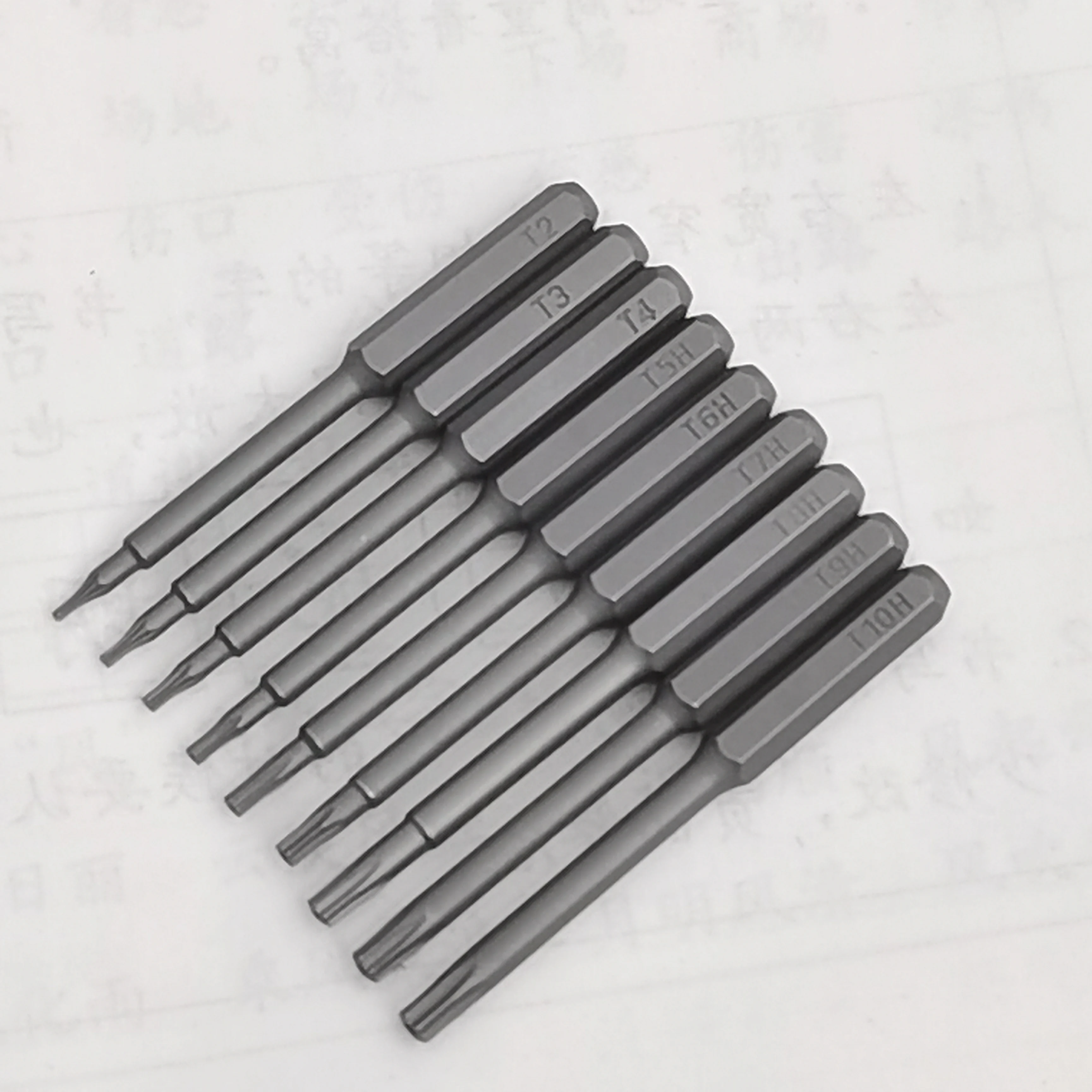 9 in 1 Alloy Steel 4mm Hex Torx Screwdriver Security Bits Set T2 T3 T4 T5 T6 T7 T8 T9 T10 45mm S2 Drill Bits Mobile Phone Repair