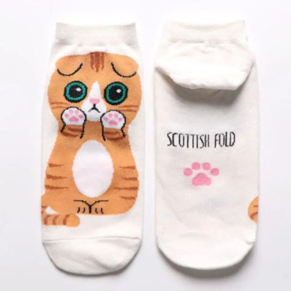 Casual Korean Style Cat Pattern Socks Harajuku Warm Animal Socks Short Socks Cotton Middle Tube Socks Girls