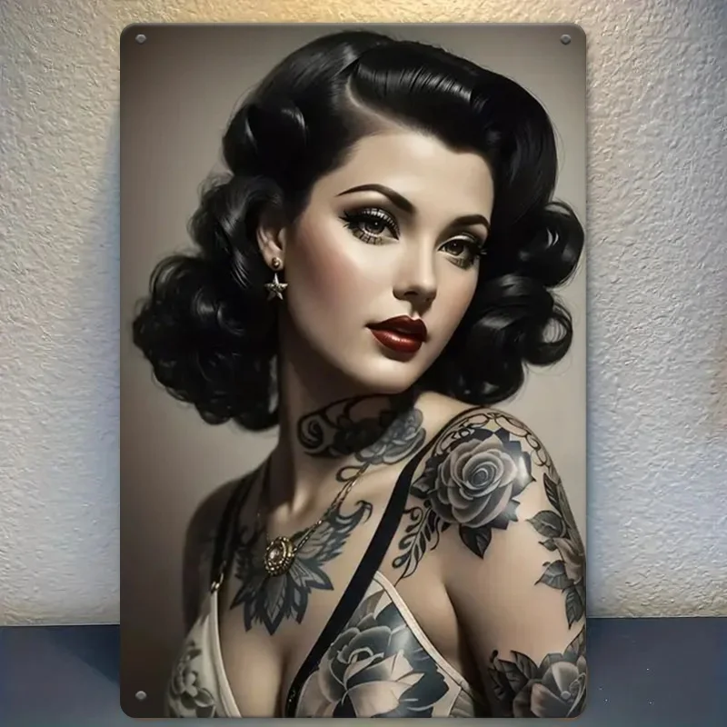Elegant Vintage Girl Metal Wall Art, 