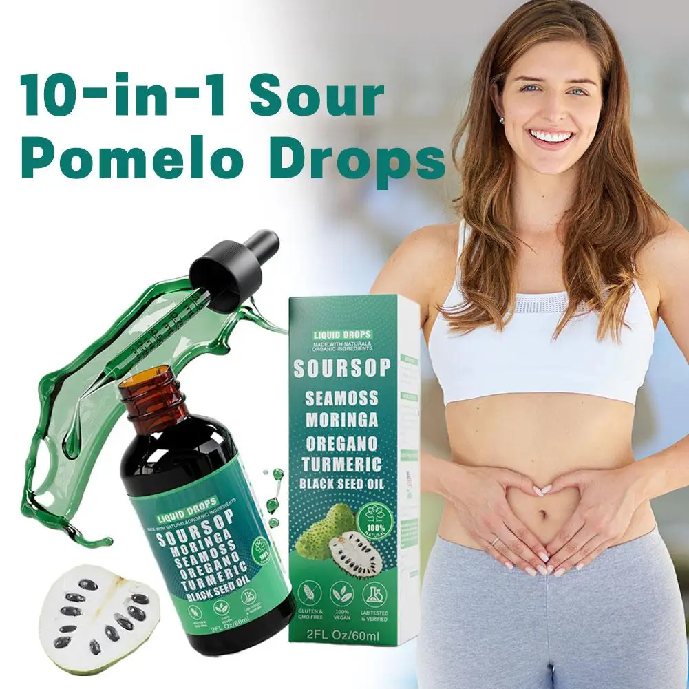 Gotas de extracto de Soursop, 60ml, alto antioxidante, soporte inmunológico, fórmula concentrada pura, promueve la digestión, salud celular