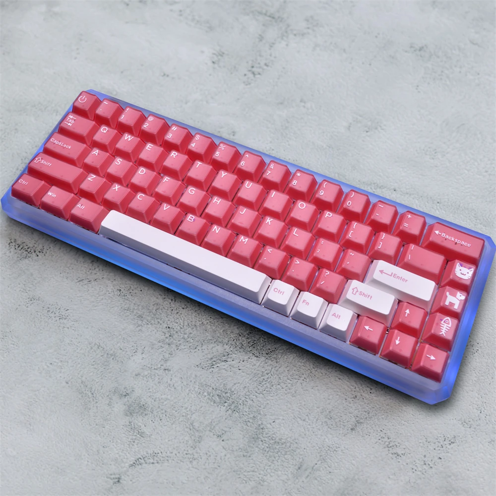 184 Keycap Pink Speckled Translucency PBT Key Caps for Cherry MX 60/61/64/68/87/104/108 Key Mechanical Keyboard Cute