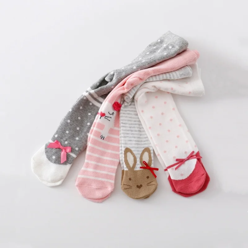 Newborn Baby Girls Tights Spring Autumn Casual Infant Pantyhose For Girls Korean Combed Cotton Print Knitted Leggings 0-12Month