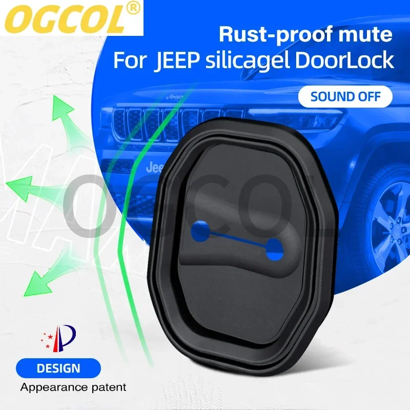 4pcs Absorber Cushion Silicone Car Door Lock Buckle Anti-collision Protective Cover  For For Jeep Grand Cherokee Compass Patriot