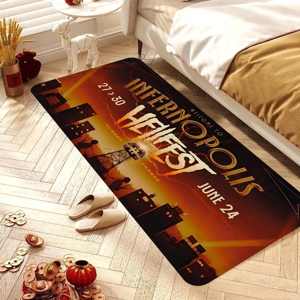 H-Hellfest Band Door Mat Anti-slip Absorb Water Long Strip Cushion Bedroon Mat Bedside Mats