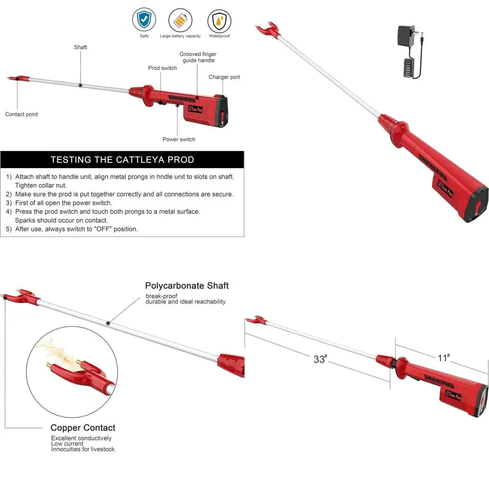 

Rechargeable 33 Flexible Electric Livestock Prod for Cattle, Dogs, Pigs, and Goats