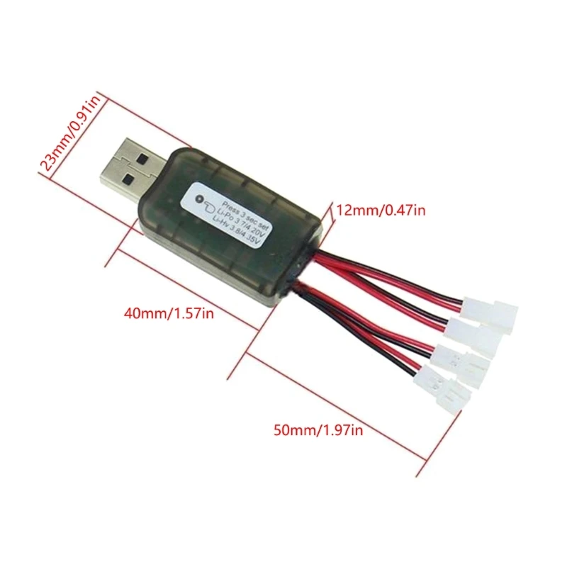 CX405 Adaptador carregador USB 4 canais para lipos célula única 3,7 V LiHV 3,8 V com reconhecimentos tipo