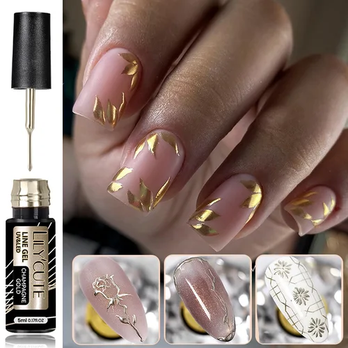 LILYCUTE 5ml espejo superbrillante delineador metálico Gel esmalte de uñas oro plata estilo francés dibujo raya arte de uñas Graffiti Gel UV