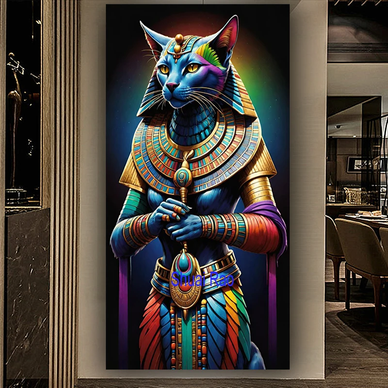 Diamond Mosaic Bastet Ancient Egyptian Full Square round Diy Diamond Painting New 2025 Cross Stitch Kits Home Decor Art Gift