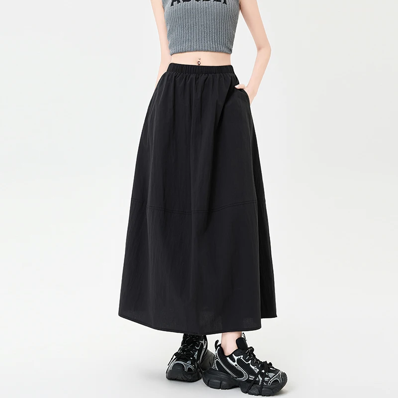 

Solid Casual Long Skirts Women's New Spring Autumn High Waist A-line Umbrella Skirt korean Streetwear Ladies Fashion Midi Skirts