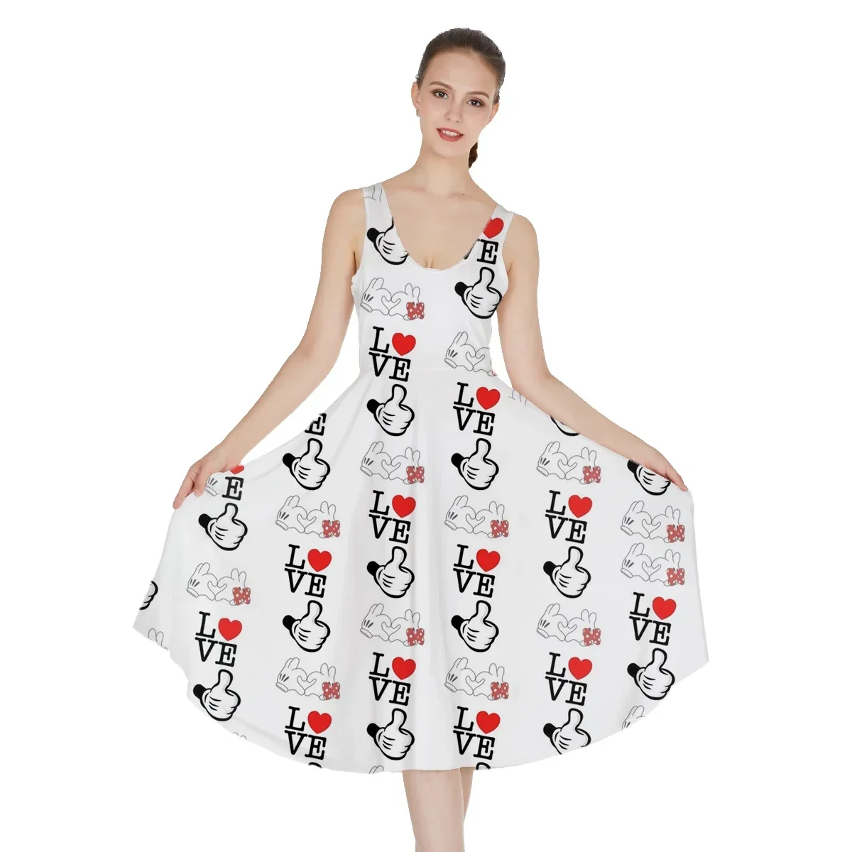 New 2024 Summer Disney Mickey Stitch Ohana Sexy Dresses Women's Short Sleeve Dresses Disney Dress