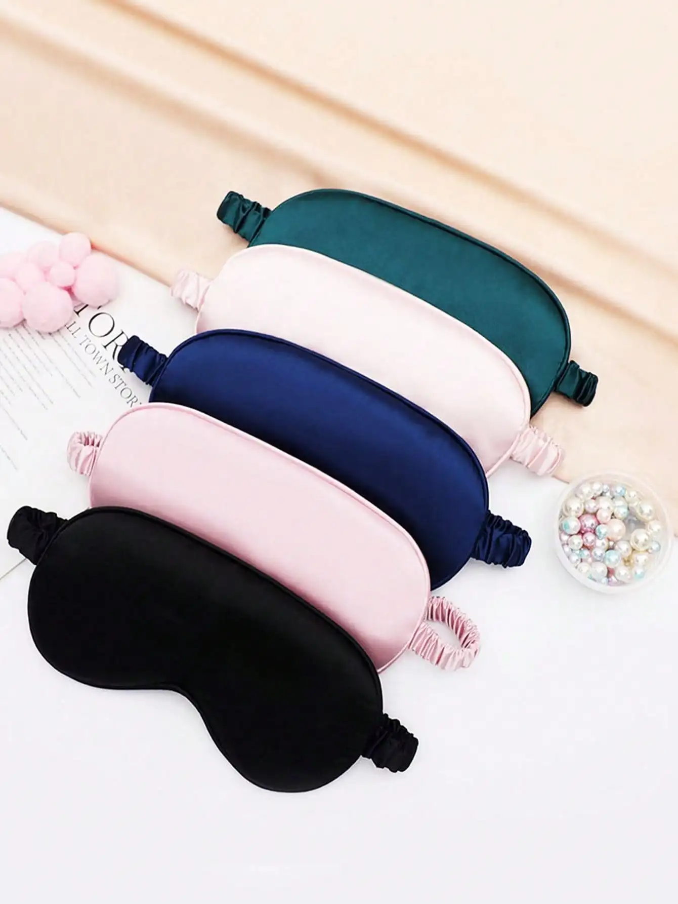 

2PCSImitation Silk Shading Sleep Eye Mask Ice Touch Comfortable Eye Patch Relieve Fatigue for Lunch Break Sleeping