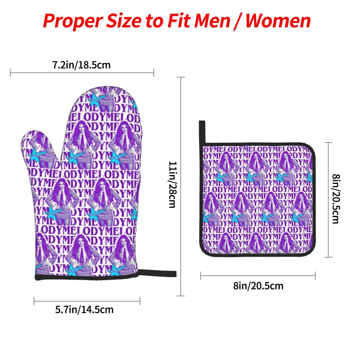 Melody Esa Diva Spain Eurovision Merch Oven Mitts and Pot Holder Sets of 4 for Baking Cooking BBQ Resistant Non-Slip Gloves