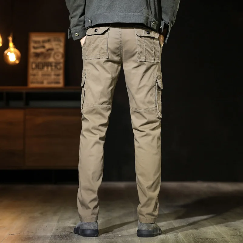 Pantalon de travail respirant pour hommes, coupe couvertes, couleur unie, jambe droite, décontracté, version coréenne, automne et hiver