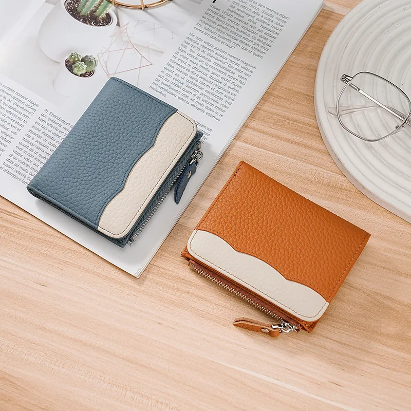 

Small Wallet for Women Genuine Leather Bifold Compact RFID Blocking Ladies Card Holder Purse with Zip Coin Pocket ID Window