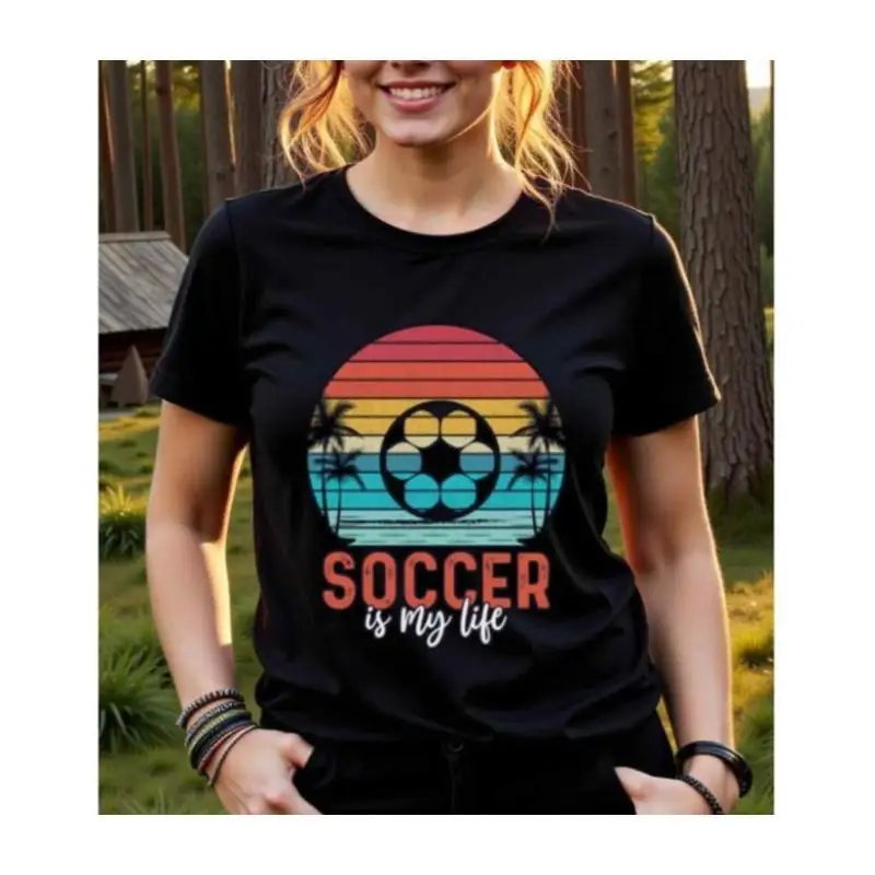 

Soccer Is My Life T-Shirt Retro Sunset Football Graphic Tee Unisex Sport Fan Apparel Vintage Player Gift