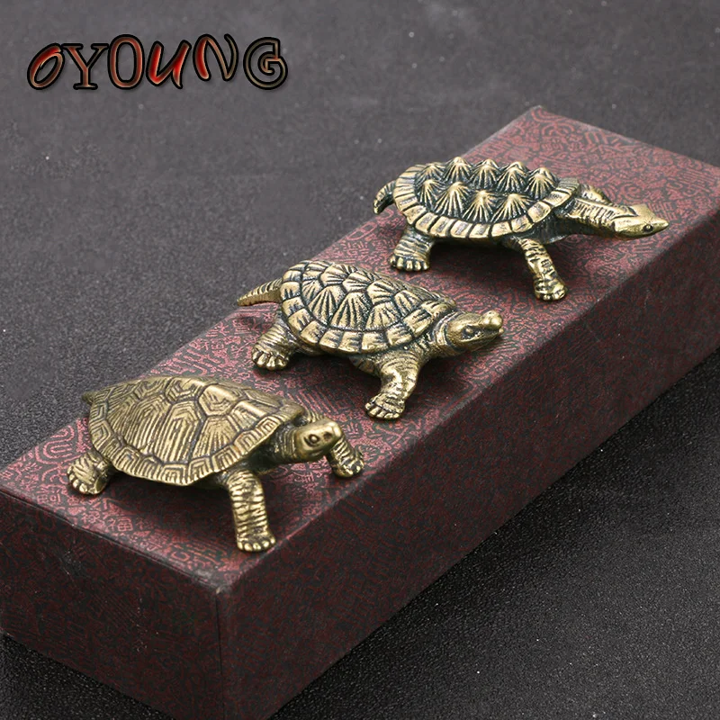 3 Styles Available Brass Turtle Statue Desk Ornament Antique Tortoise Miniatures Figurines Toy Model Home Decoration Accessories