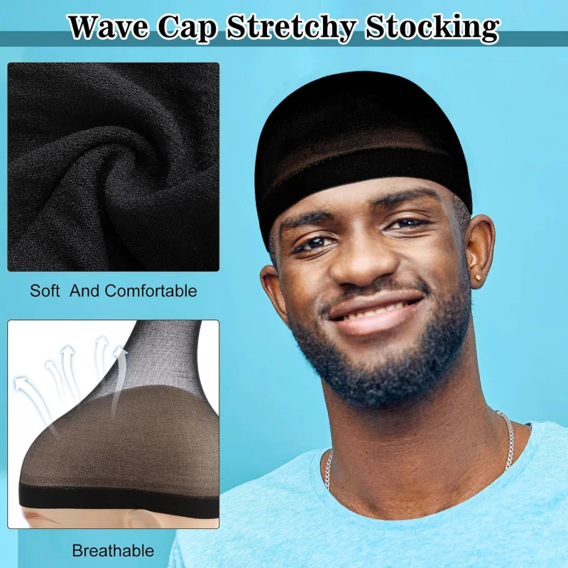 Ramede Stocking Wave Cap for Men Adult Stretchy Nylon Skull Wave Lightweight Beanie Caps Waves for Man Women image 4