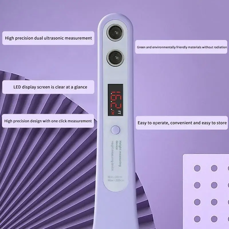 High Accuracy Ultrasonic Digital Height Measuring Ruler Lightweight Portable for Adult Child School  Families